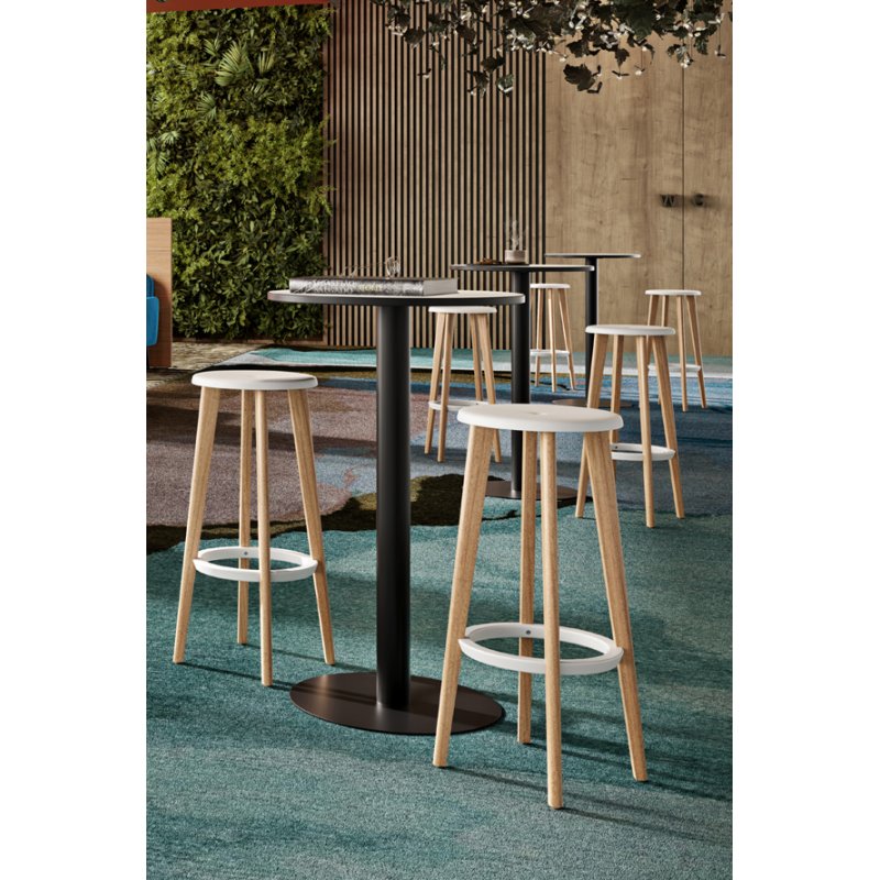 PAPERFLOW tabourets WOODY, noir, lot de 2, diamètre du siège 330 mm